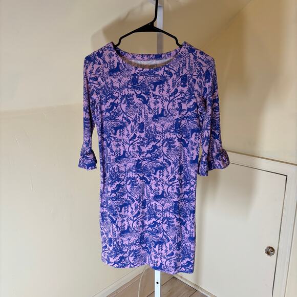Lilly Pulitzer EUC Girls Sophie Ruffle Dress Safari As I Can Sea Size XL (12/14) - Picture 2 of 5